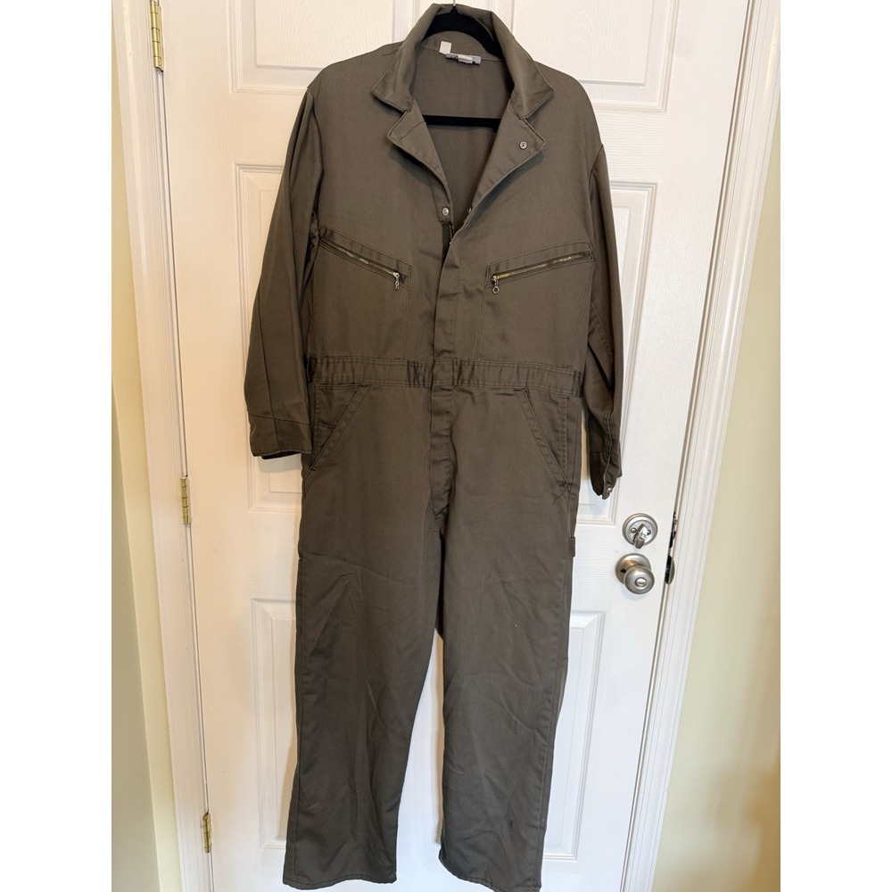 Dickies Coveralls Size 44 Gray Long Sleeve Work Utility Mechanic Jumpsuit Zip